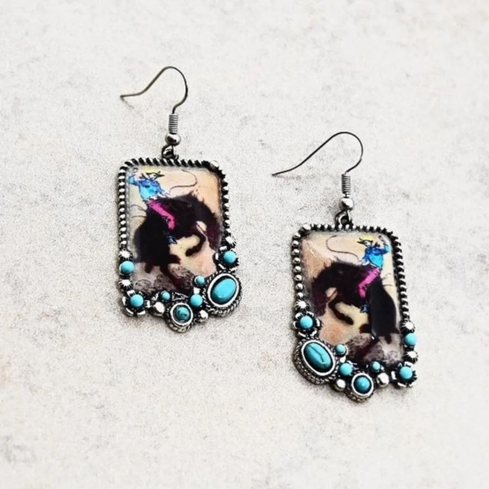 Rodeo Earrings with Bull Rider